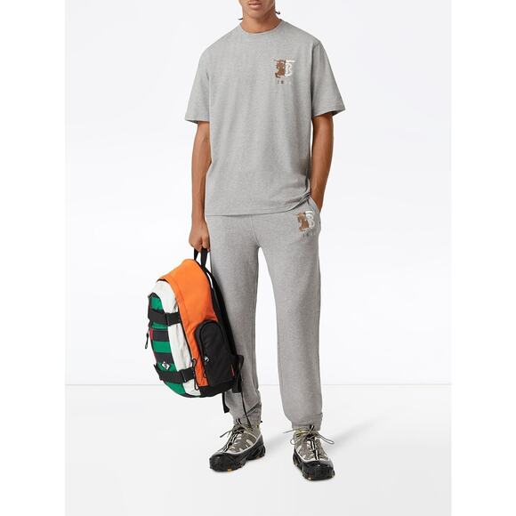 Burberry Interlocking TB Logo Men Size L Gray Track Jogger Sweatpants NWT $630 - Picture 2 of 10